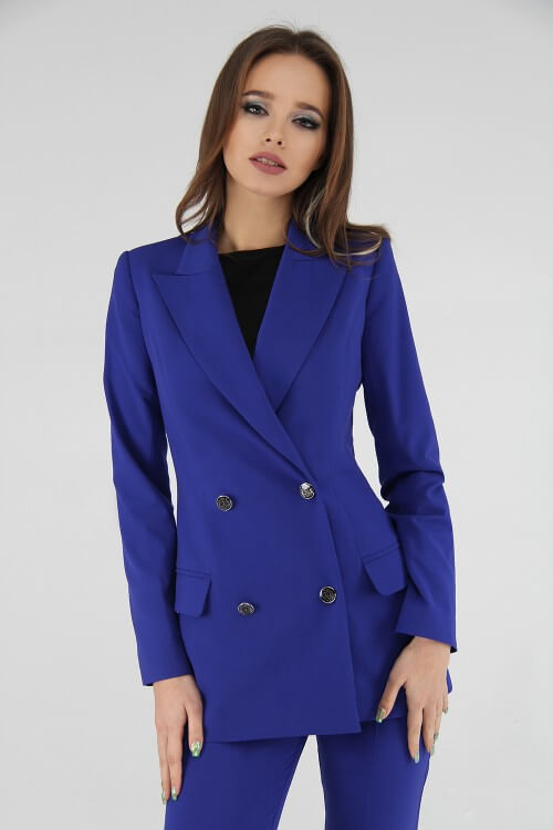 Пиджак синий двубортный